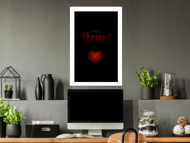 Poster Robot Heart - English texts with a red heart on a black background 122942 additionalImage 2