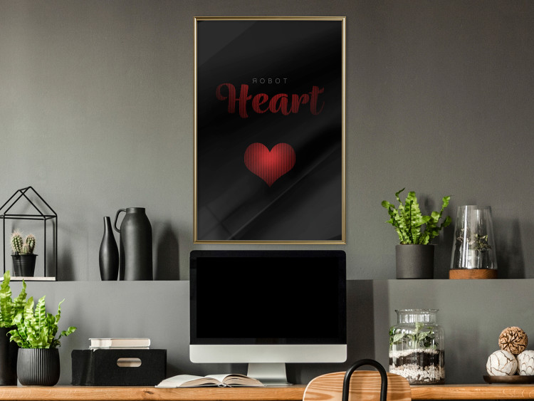 Poster Robot Heart - English texts with a red heart on a black background 122942 additionalImage 5
