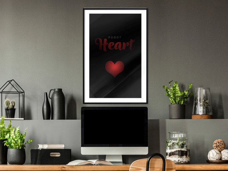 Poster Robot Heart - English texts with a red heart on a black background 122942 additionalImage 4