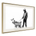 Wall Poster Dog Art - black and white character holding a dog on leash in Banksy style 124442 additionalThumb 2