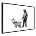 Wall Poster Dog Art - black and white character holding a dog on leash in Banksy style 124442 additionalThumb 13