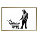 Wall Poster Dog Art - black and white character holding a dog on leash in Banksy style 124442 additionalThumb 26