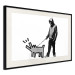 Wall Poster Dog Art - black and white character holding a dog on leash in Banksy style 124442 additionalThumb 3