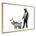 Wall Poster Dog Art - black and white character holding a dog on leash in Banksy style 124442 additionalThumb 14