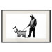 Wall Poster Dog Art - black and white character holding a dog on leash in Banksy style 124442 additionalThumb 18