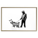 Wall Poster Dog Art - black and white character holding a dog on leash in Banksy style 124442 additionalThumb 19