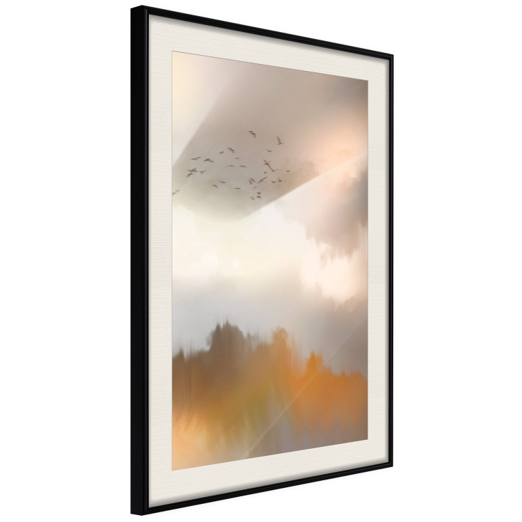 Poster Nostalgia - abstract landscape of birds in the sky in golden hues 126242 additionalImage 3
