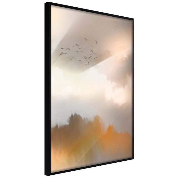 Poster Nostalgia - abstract landscape of birds in the sky in golden hues 126242 additionalImage 10