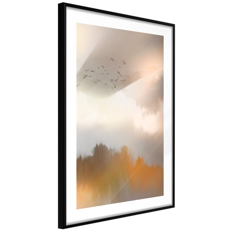 Poster Nostalgia - abstract landscape of birds in the sky in golden hues 126242 additionalImage 11
