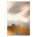 Poster Nostalgia - abstract landscape of birds in the sky in golden hues 126242