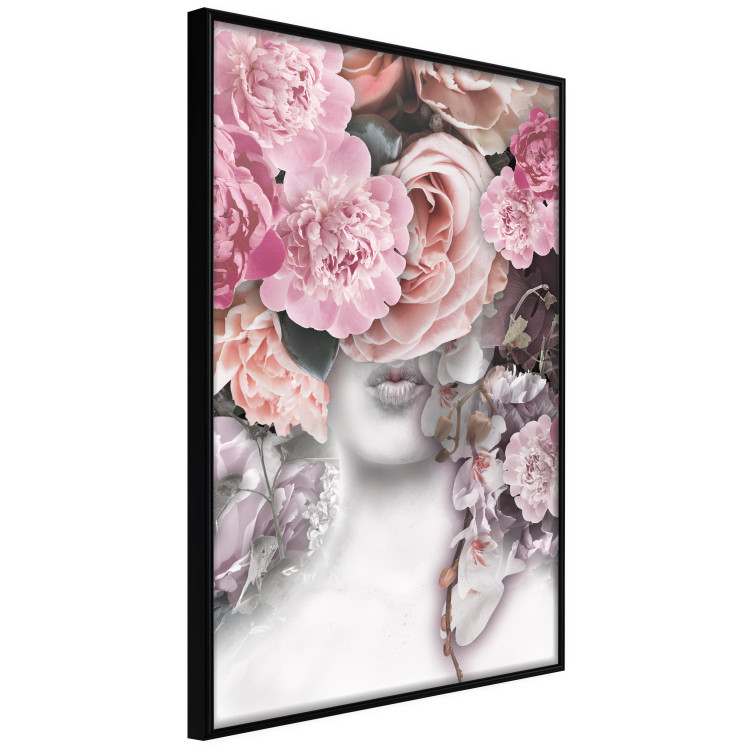 Poster Give a Kiss - abstract portrait of a woman surrounded by light roses 127242 additionalImage 13