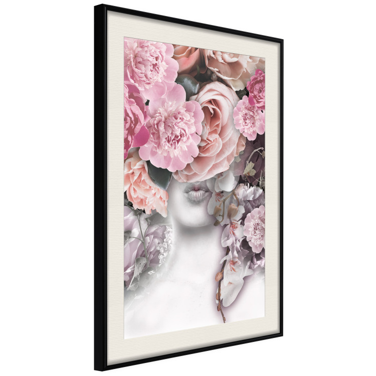 Poster Give a Kiss - abstract portrait of a woman surrounded by light roses 127242 additionalImage 2