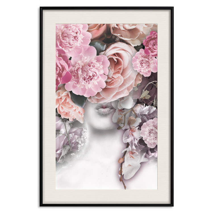 Poster Give a Kiss - abstract portrait of a woman surrounded by light roses 127242 additionalImage 19