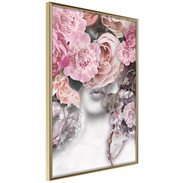 Poster Give a Kiss - abstract portrait of a woman surrounded by light roses 127242 additionalImage 14