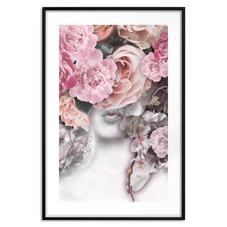 Poster Give a Kiss - abstract portrait of a woman surrounded by light roses 127242 additionalImage 15
