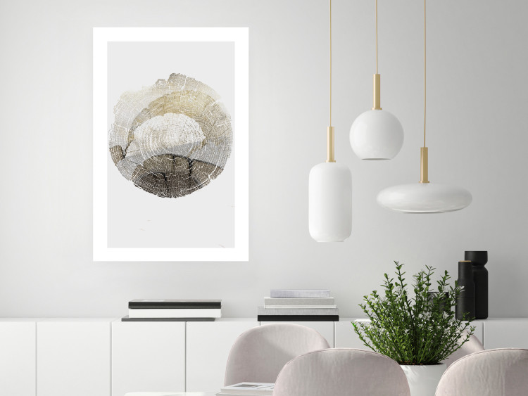 Wall Poster Trace - light composition with the texture of a tree cross-section on a white background 127342 additionalImage 5