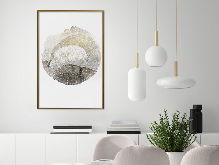 Wall Poster Trace - light composition with the texture of a tree cross-section on a white background 127342 additionalImage 7