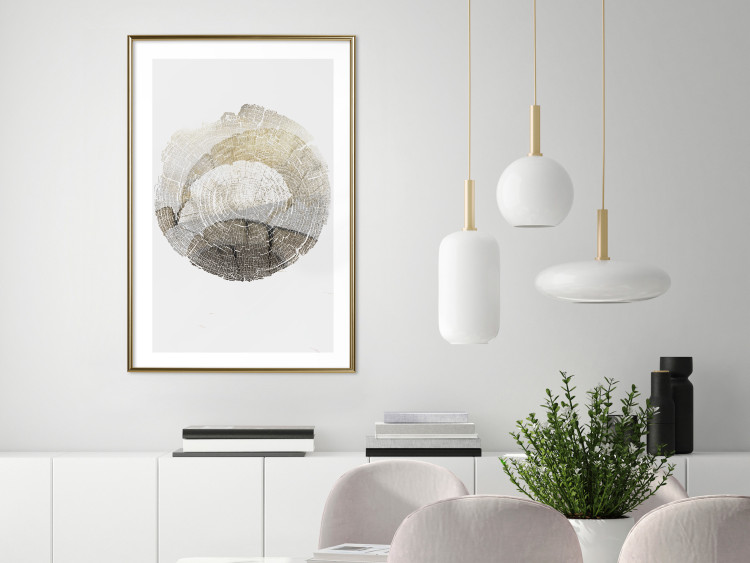 Wall Poster Trace - light composition with the texture of a tree cross-section on a white background 127342 additionalImage 13