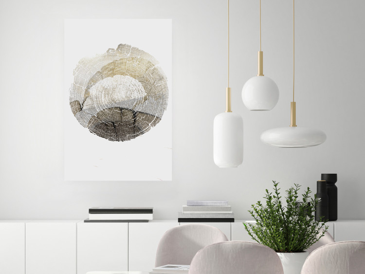 Wall Poster Trace - light composition with the texture of a tree cross-section on a white background 127342 additionalImage 2