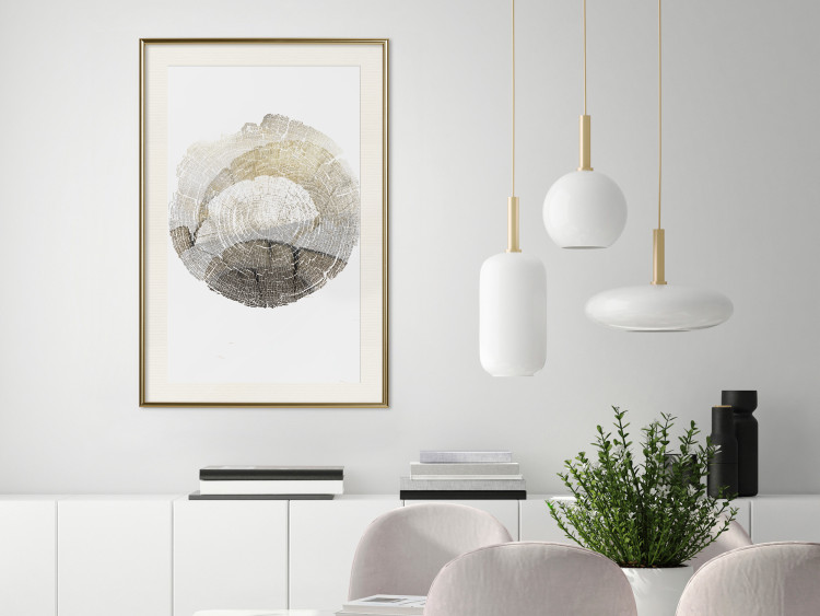 Wall Poster Trace - light composition with the texture of a tree cross-section on a white background 127342 additionalImage 22