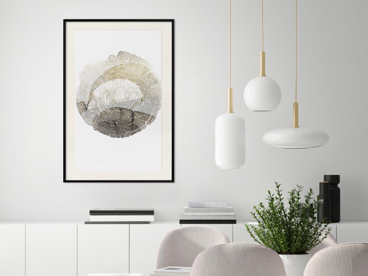 Wall Poster Trace - light composition with the texture of a tree cross-section on a white background 127342 additionalImage 24