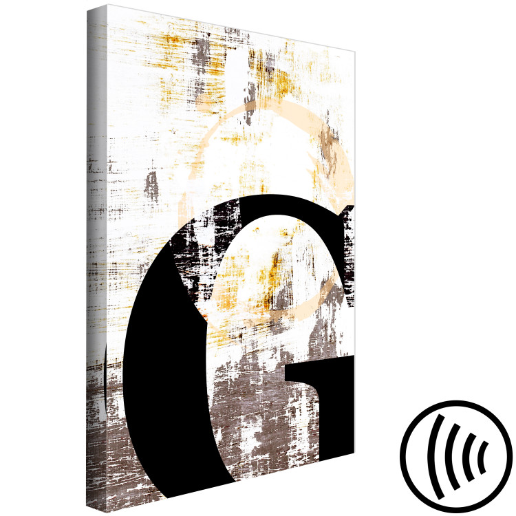 Canvas Black, capital letter G - abstraction with grey and white elements 127842 additionalImage 6