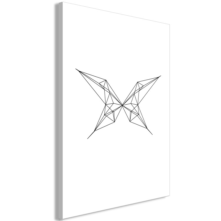 Canvas Art Print Black flying butterfly contours - white, geometric abstraction 128042 additionalImage 2