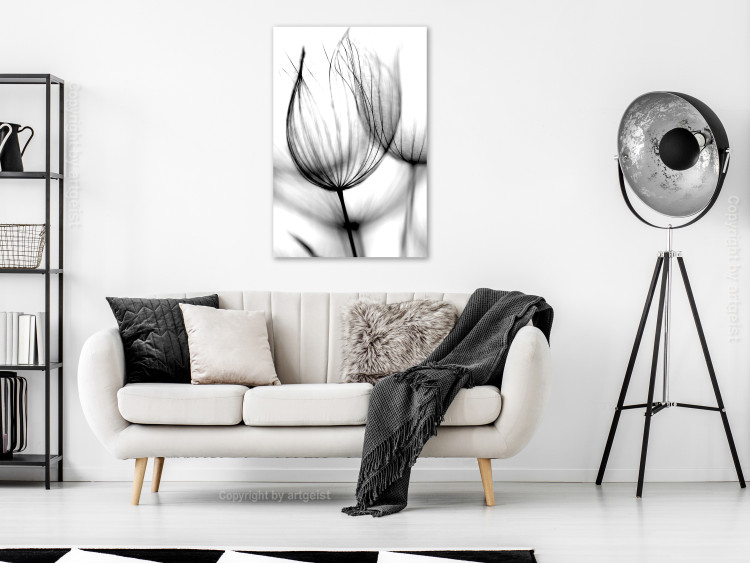 Canvas Art Print Dandelion in the Wind (1-piece) Vertical - black dandelion sketch 129742 additionalImage 3