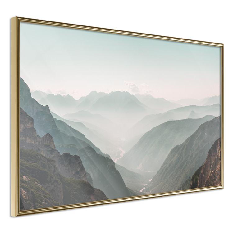 Poster Mountain Horizon - landscape of rocky mountains with a gentle misty glow 129842 additionalImage 14