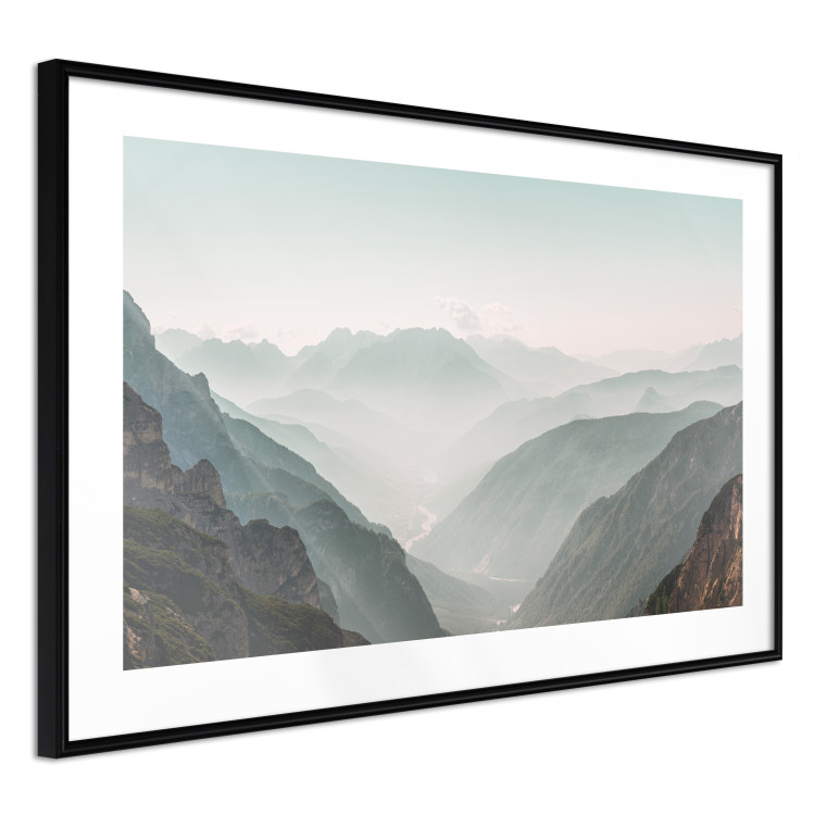 Poster Mountain Horizon - landscape of rocky mountains with a gentle misty glow 129842 additionalImage 8