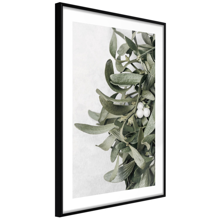Poster Happy Kiss - leafy plant with flowers on a gray background 130742 additionalImage 8