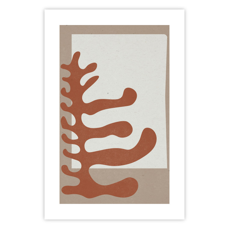 Poster Matissa's Flower - abstract brown leaves on a beige and gray background 134342 additionalImage 19
