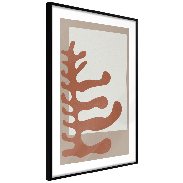Poster Matissa's Flower - abstract brown leaves on a beige and gray background 134342 additionalImage 14