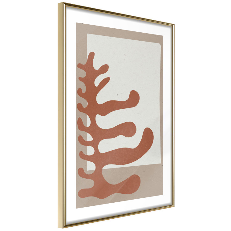 Poster Matissa's Flower - abstract brown leaves on a beige and gray background 134342 additionalImage 9