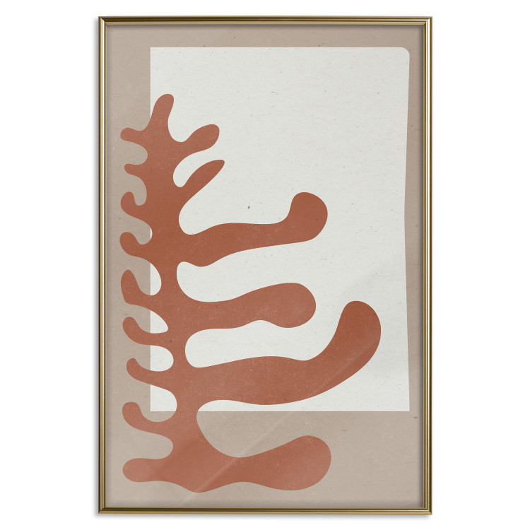 Poster Matissa's Flower - abstract brown leaves on a beige and gray background 134342 additionalImage 21