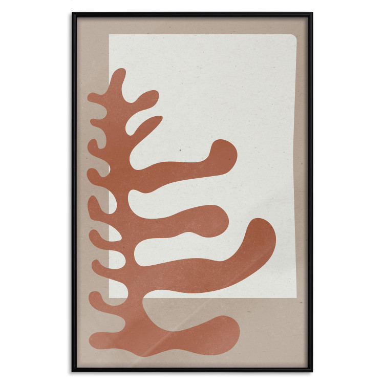 Poster Matissa's Flower - abstract brown leaves on a beige and gray background 134342 additionalImage 16