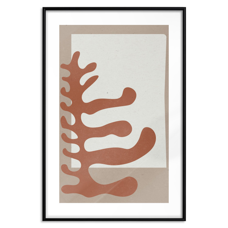 Poster Matissa's Flower - abstract brown leaves on a beige and gray background 134342 additionalImage 17