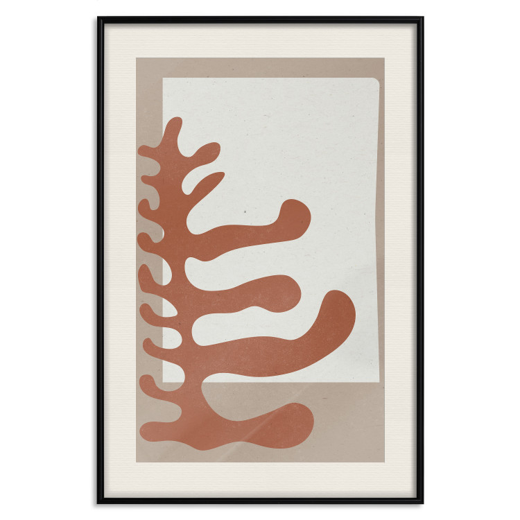 Poster Matissa's Flower - abstract brown leaves on a beige and gray background 134342 additionalImage 19