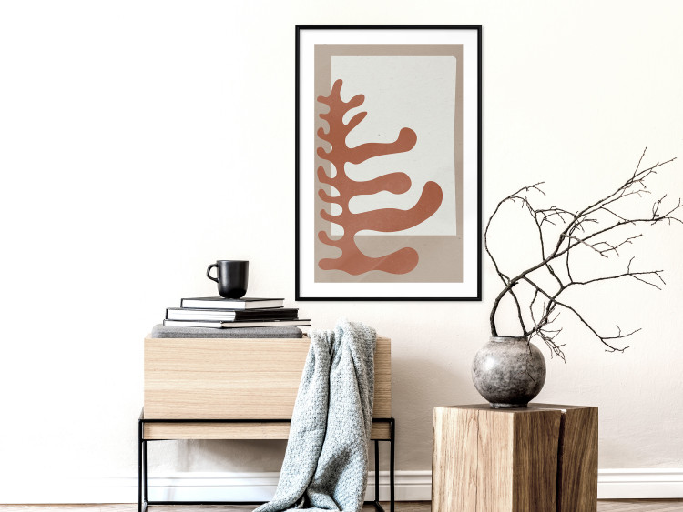 Poster Matissa's Flower - abstract brown leaves on a beige and gray background 134342 additionalImage 23