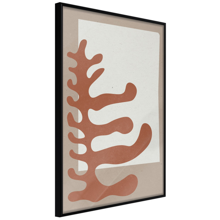 Poster Matissa's Flower - abstract brown leaves on a beige and gray background 134342 additionalImage 13