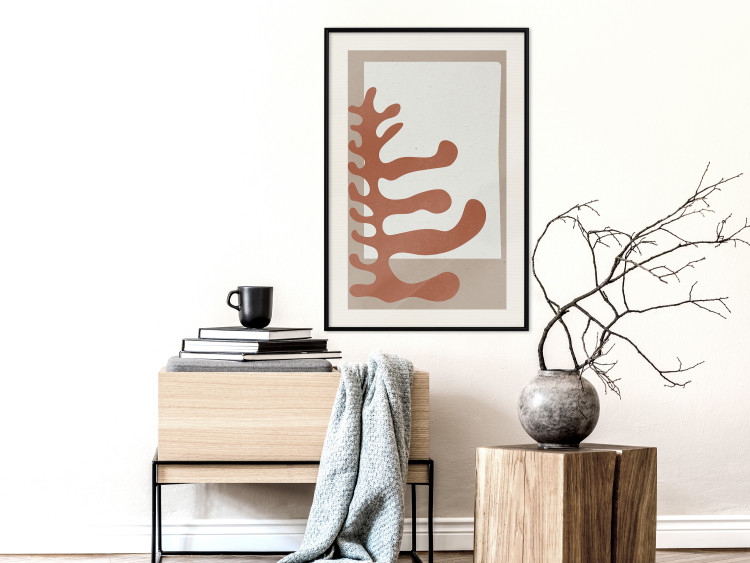 Poster Matissa's Flower - abstract brown leaves on a beige and gray background 134342 additionalImage 24