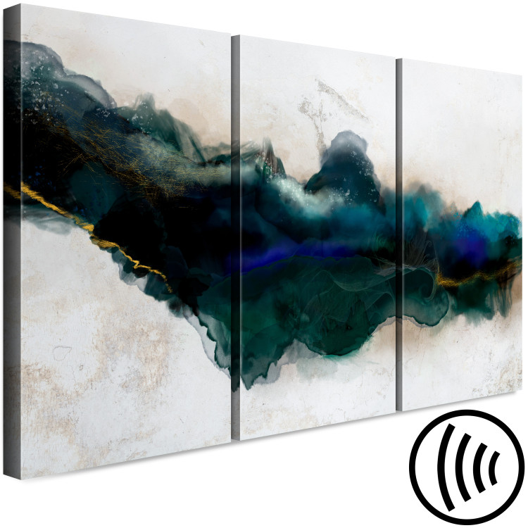 Canvas Print Azure Crevice (3-piece) - green watercolor-style abstraction 135042 additionalImage 6