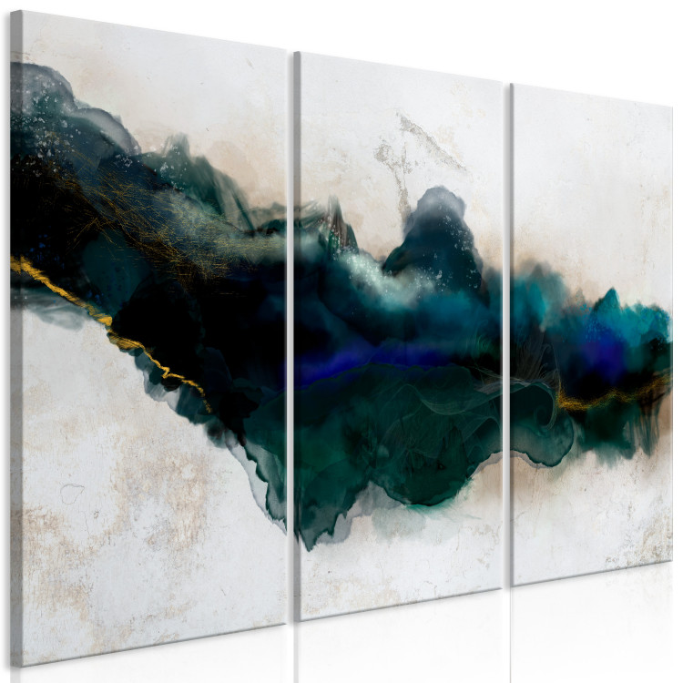 Canvas Print Azure Crevice (3-piece) - green watercolor-style abstraction 135042 additionalImage 2
