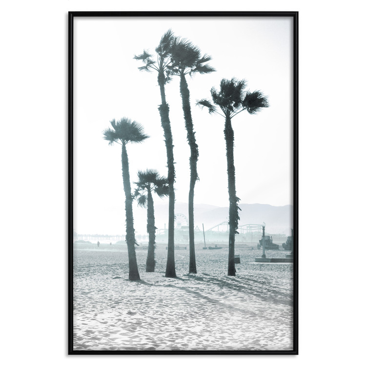 Wall Poster Palms in the Wind - beach landscape with large palms on a light background 137842 additionalImage 13