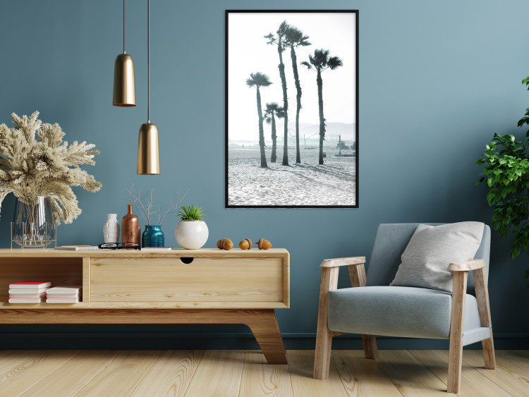 Wall Poster Palms in the Wind - beach landscape with large palms on a light background 137842 additionalImage 14