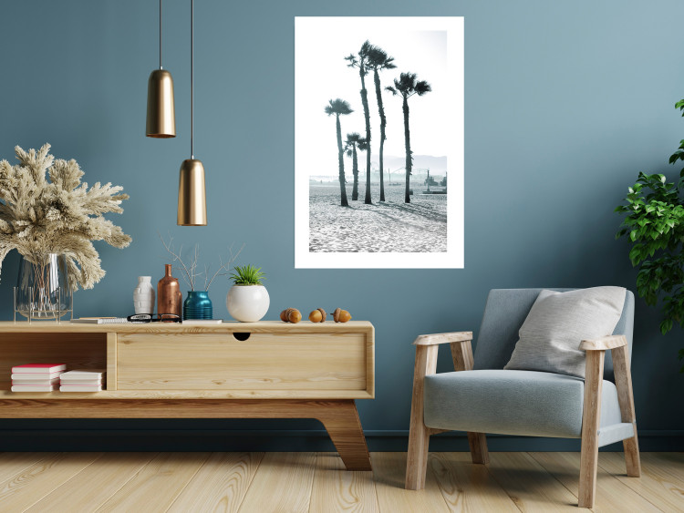 Wall Poster Palms in the Wind - beach landscape with large palms on a light background 137842 additionalImage 15