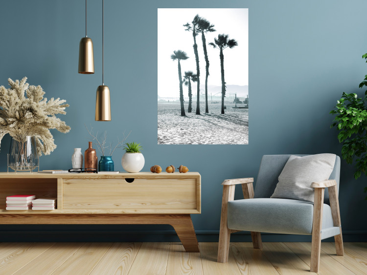Wall Poster Palms in the Wind - beach landscape with large palms on a light background 137842 additionalImage 16