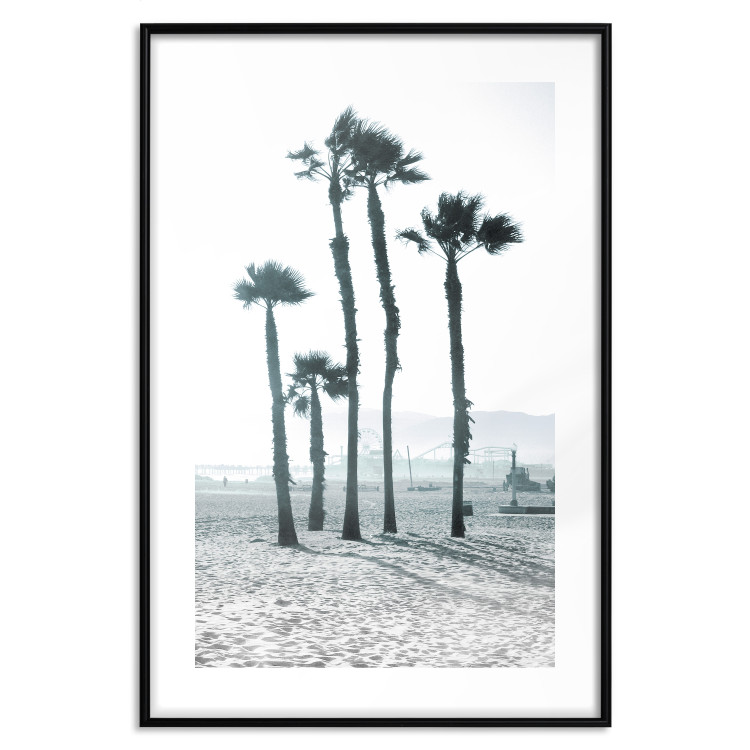 Wall Poster Palms in the Wind - beach landscape with large palms on a light background 137842 additionalImage 20