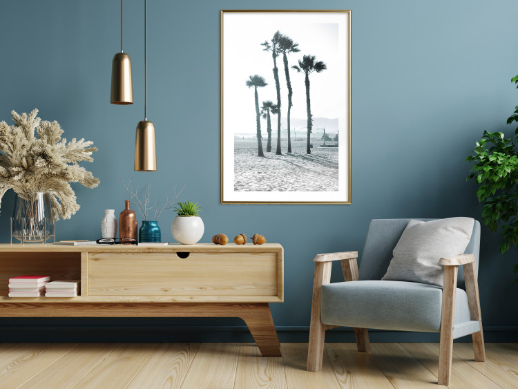 Wall Poster Palms in the Wind - beach landscape with large palms on a light background 137842 additionalImage 19
