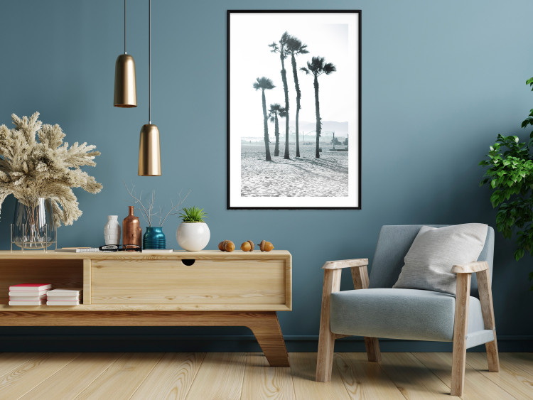 Wall Poster Palms in the Wind - beach landscape with large palms on a light background 137842 additionalImage 18